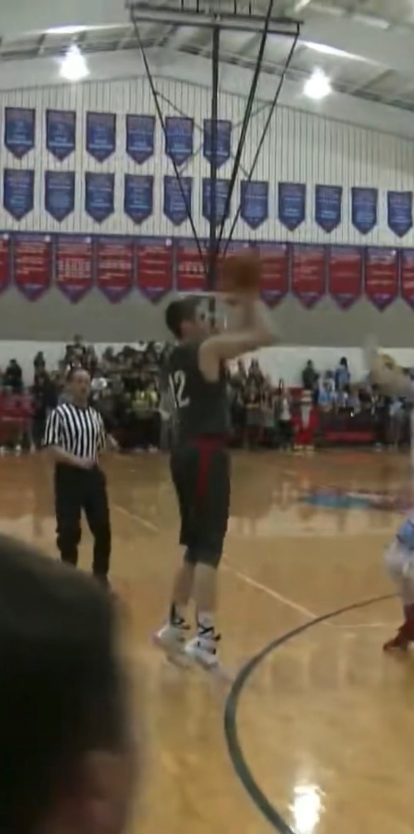 Xavier Aguirre shooting a jump shot for Columbus Grove