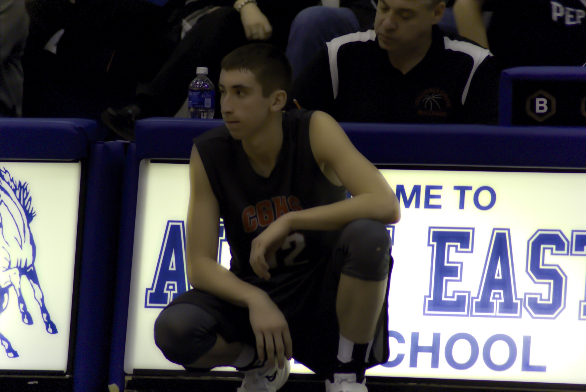 Xavier Aguirre on the Columbus Grove bench at a tournament game
